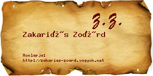 Zakariás Zoárd névjegykártya